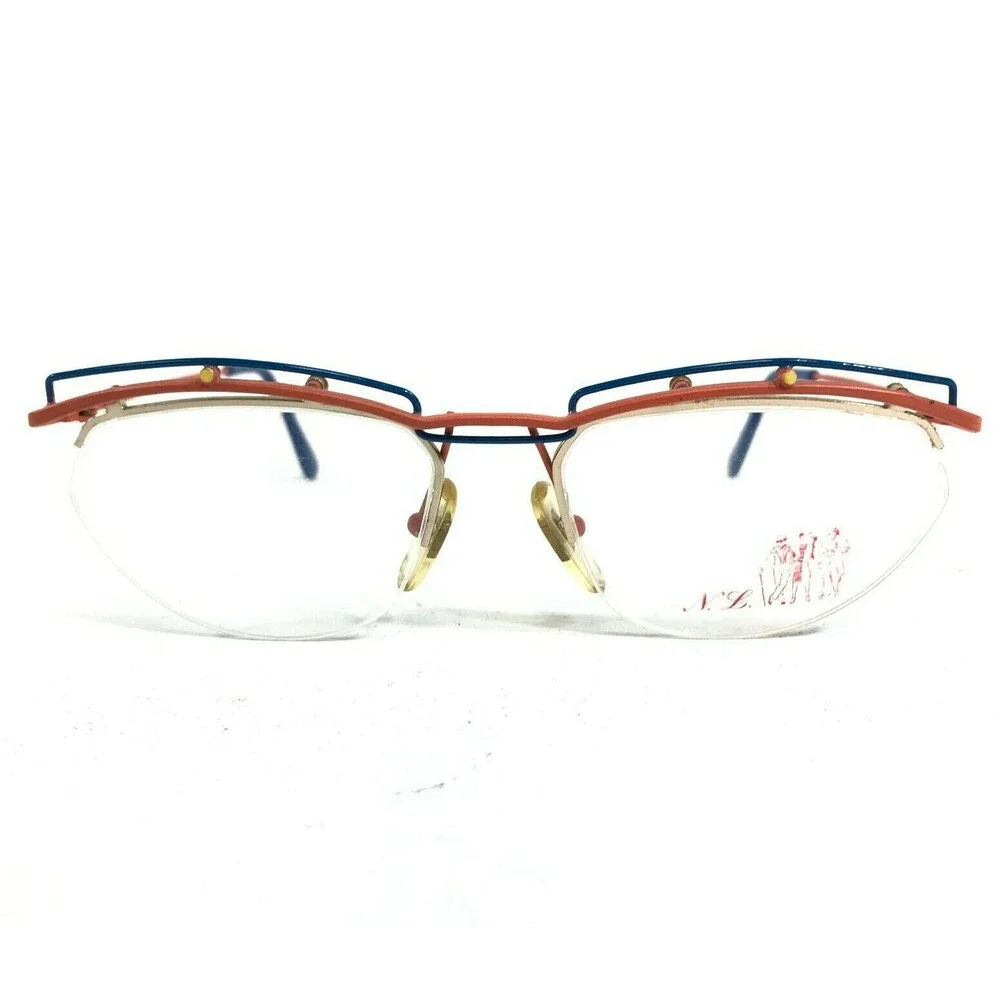 Nouvelle Ligne SWING 23 02 Eyeglasses Frames Blue Orange Round Oval Wire Rim 135